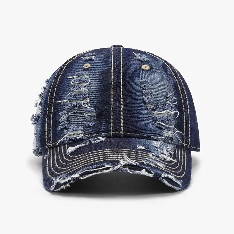 Distressed Adjustable Cotton Baseball Cap by Partner Label
