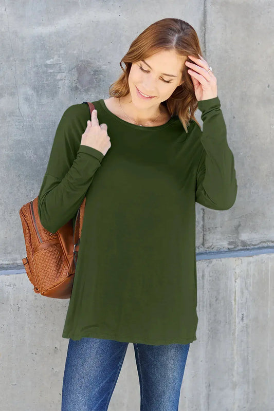 Basic Bae Full Size Round Neck Dropped Shoulder T-Shirt by Basic Bae