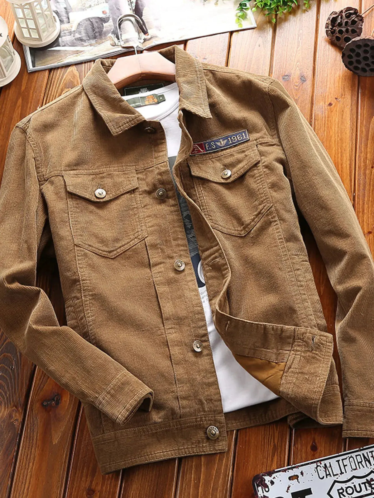 Men's Plus Size Button Up Long Sleeve Jacket by Partner Label