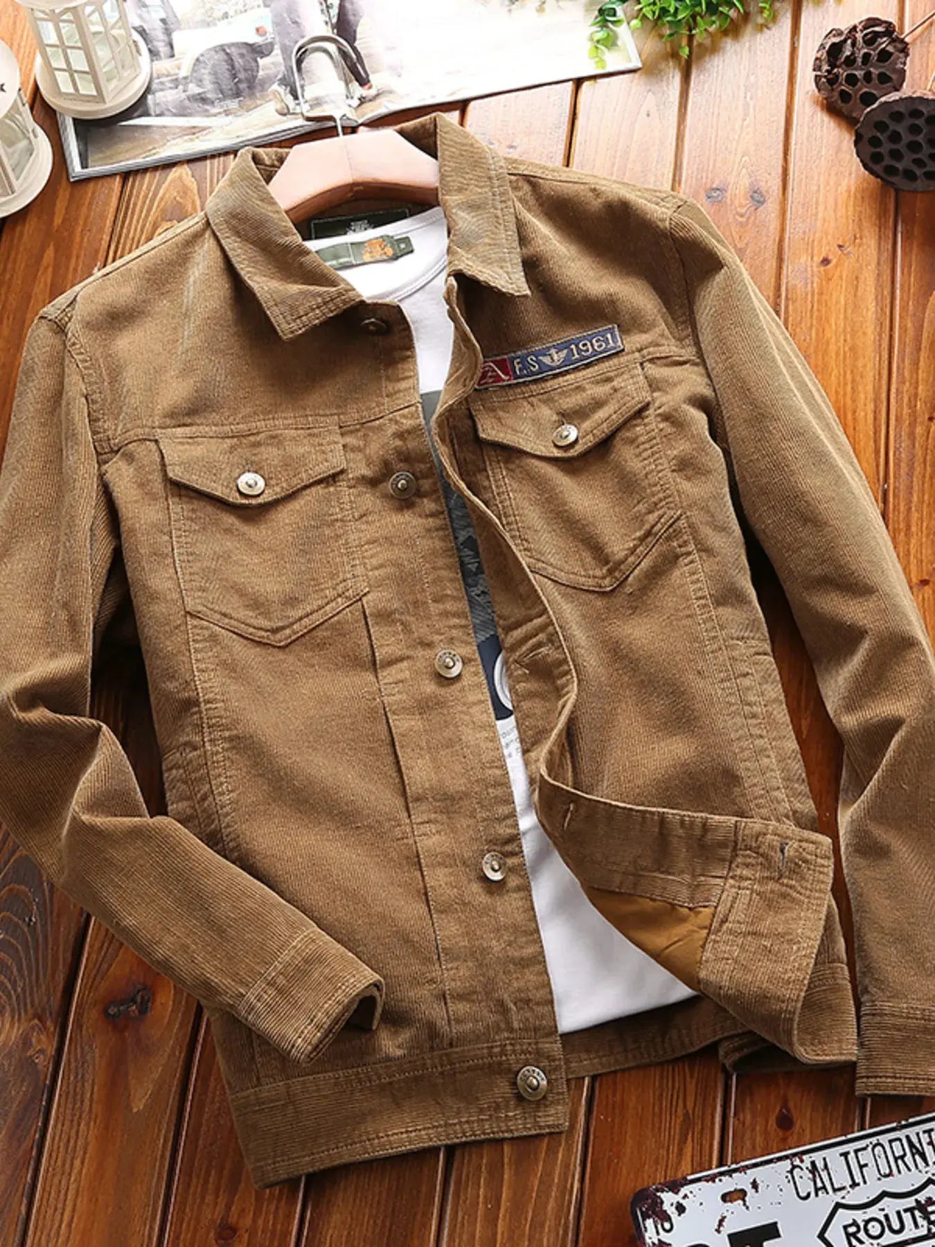 Men's Plus Size Button Up Long Sleeve Jacket by Partner Label