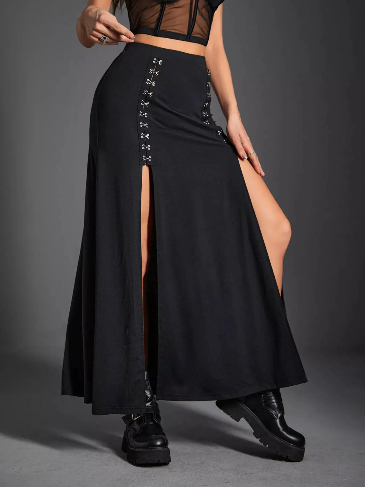 High Waist Slit Skirt by Partner Label