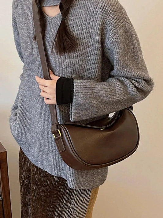 Elegant PU Leather Crescent Crossbody Bag by Partner Label