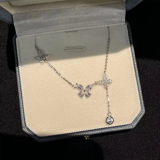 925 Sterling Silver Zircon Butterfly Necklace by Partner Labels