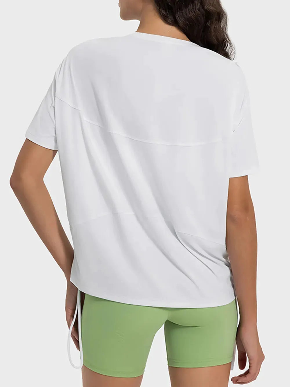 Millennia Drawstring Round Neck Short Sleeve Active T-Shirt by Millennia