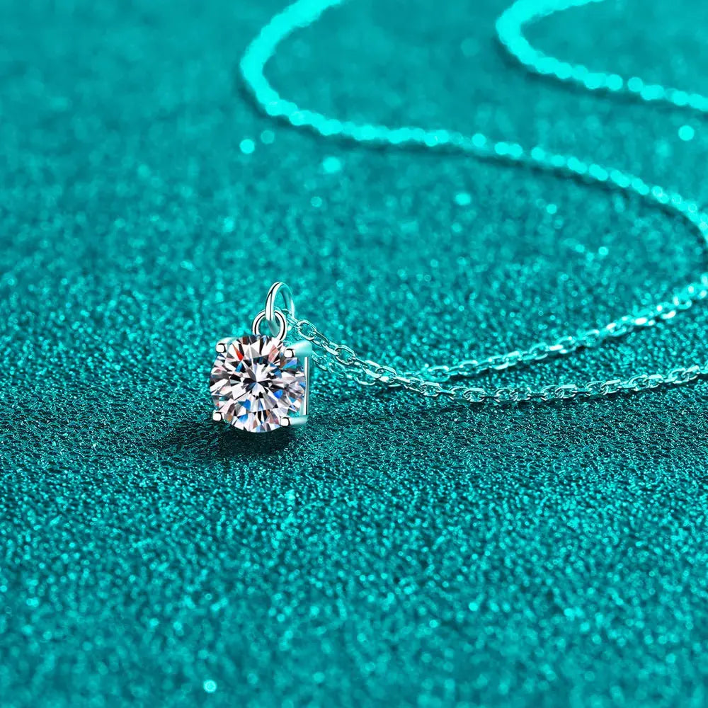 1 Carat Moissanite 925 Sterling Silver Necklace by Partner Label