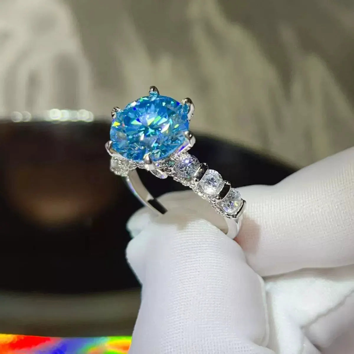 5 Carat Moissanite 6-Prong 925 Sterling Silver Ring by Partner Label