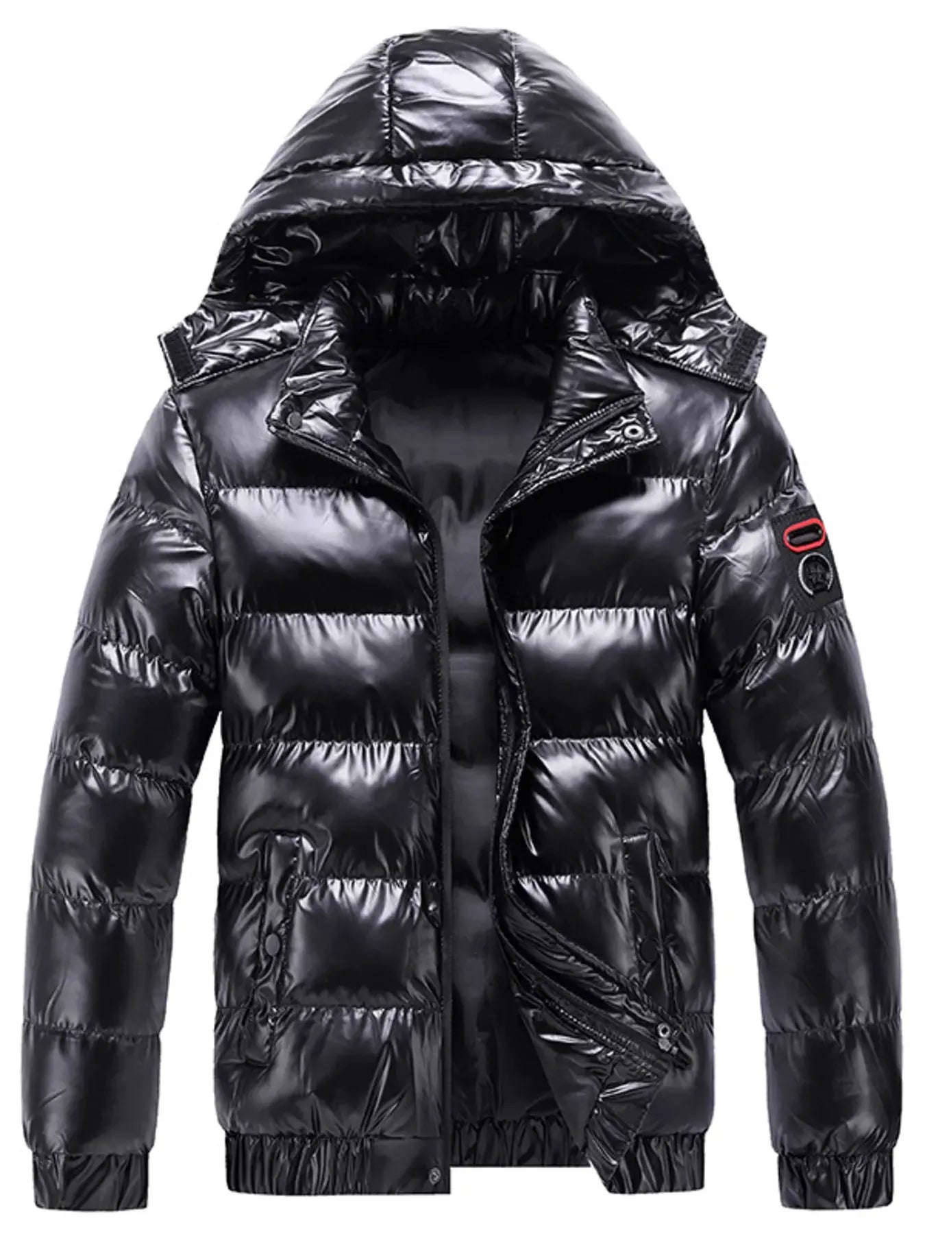 Men's Plus Size Zip Up Hooded Puffer Jacket by Partner Label