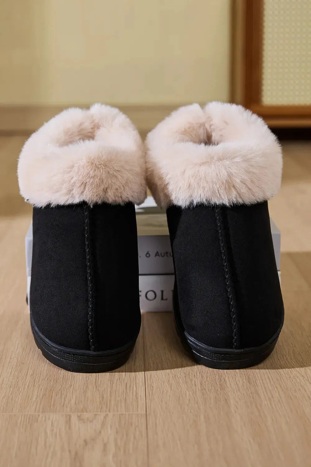 Faux Fur Round Toe Platform Slippers by Partner Label
