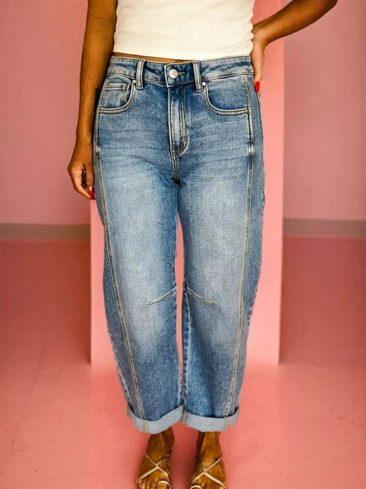 Vintage Washed Seam Detail Shift Jeans by Partner Label