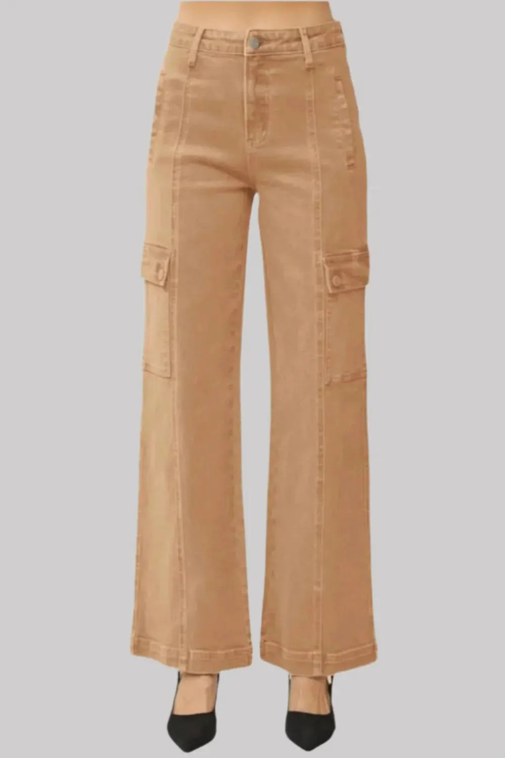 RISEN Full Size High Rise Wide Leg Cargo Jeans by RISEN