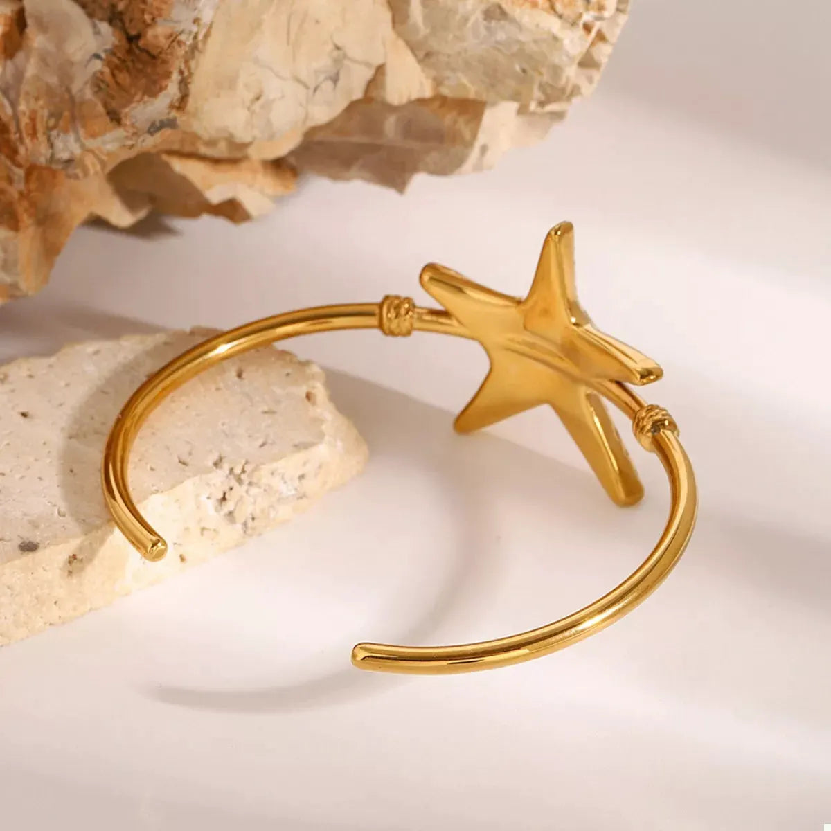 18K Gold-Plated Starfish Open Bracelet by Partner Label