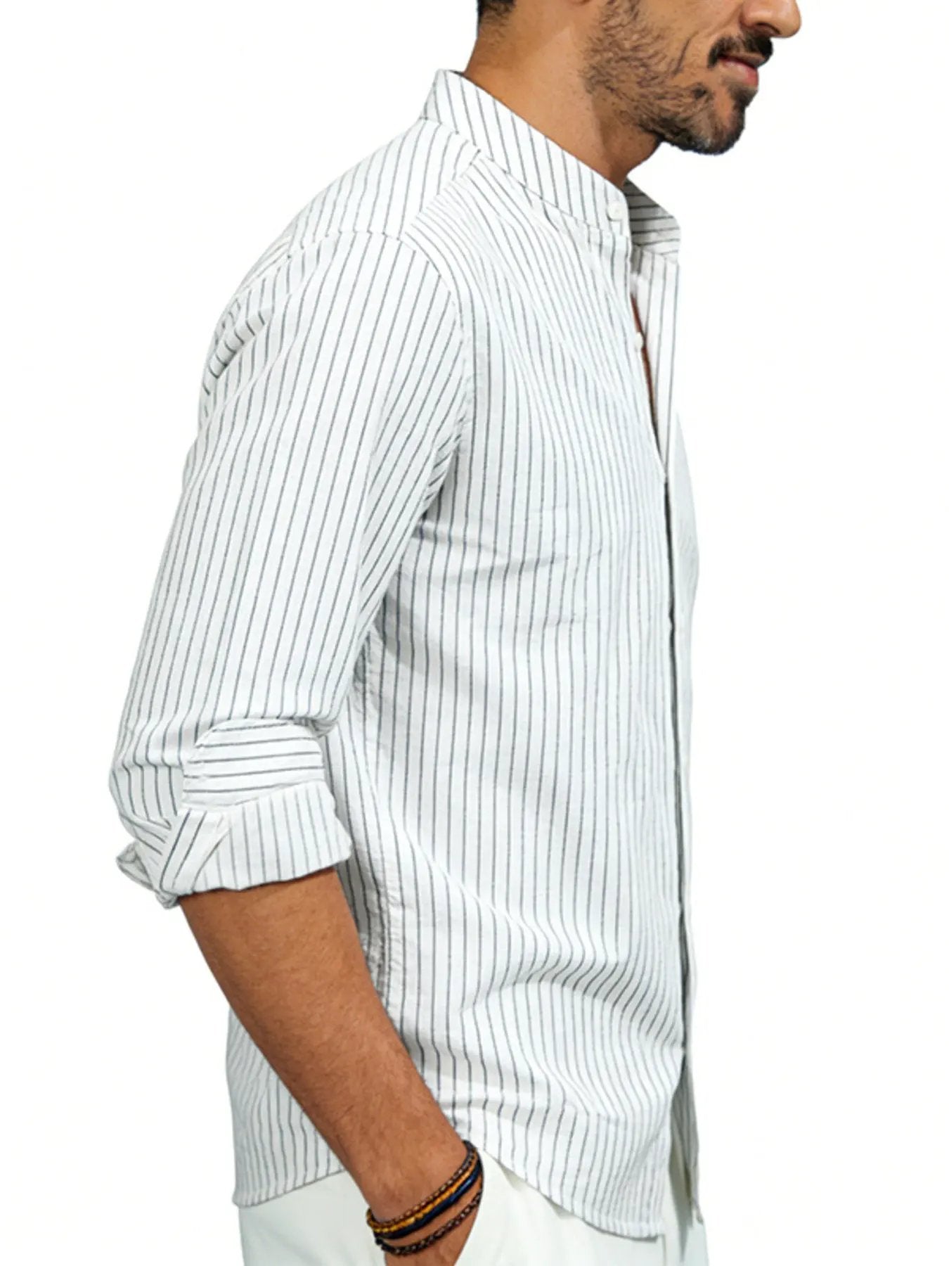 Men's Full Size Striped Long Sleeve Shirt Plus Size by Trendsi