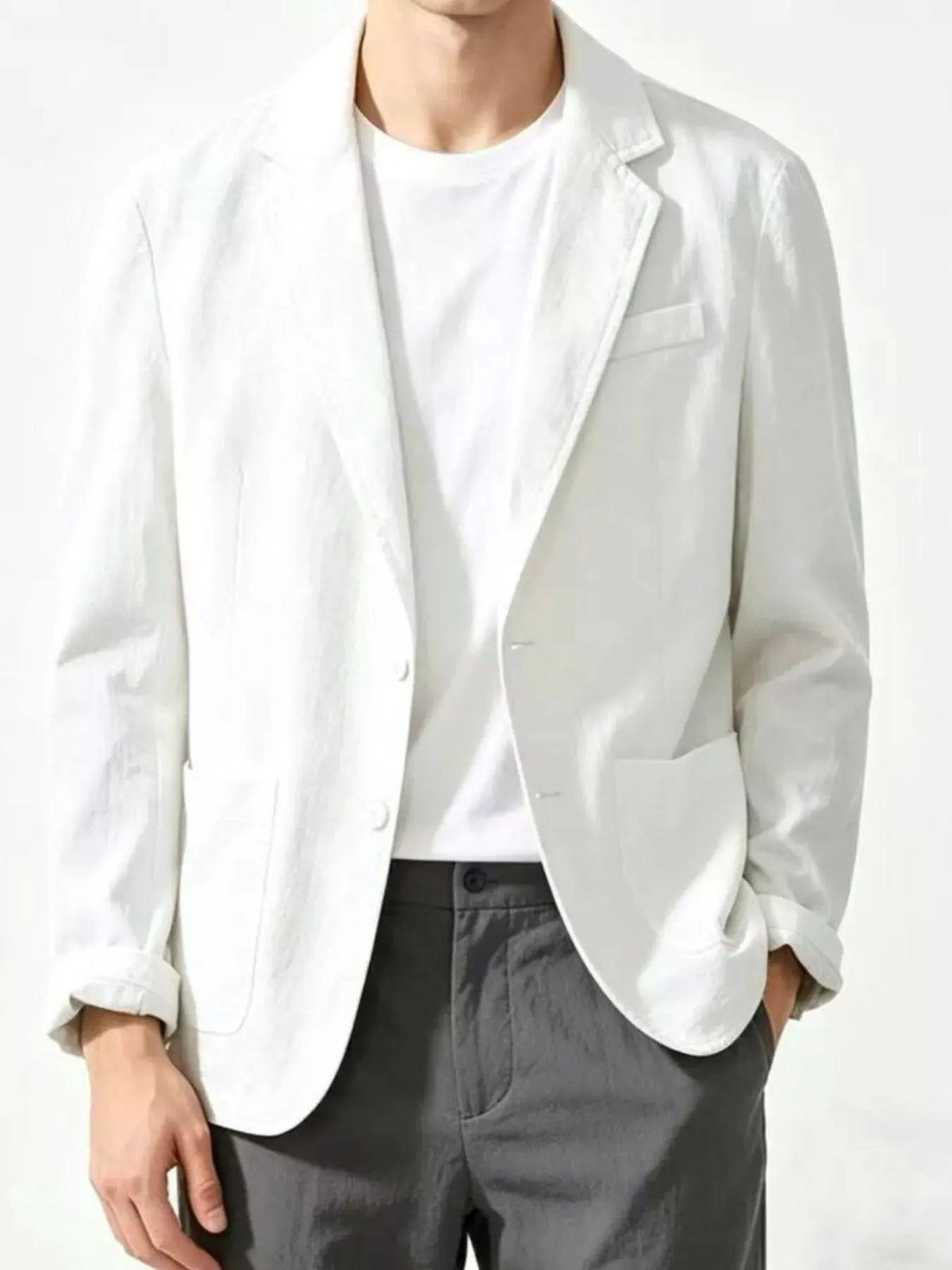 Men's Plus Size Button Up Long Sleeve Blazer by Trendsi