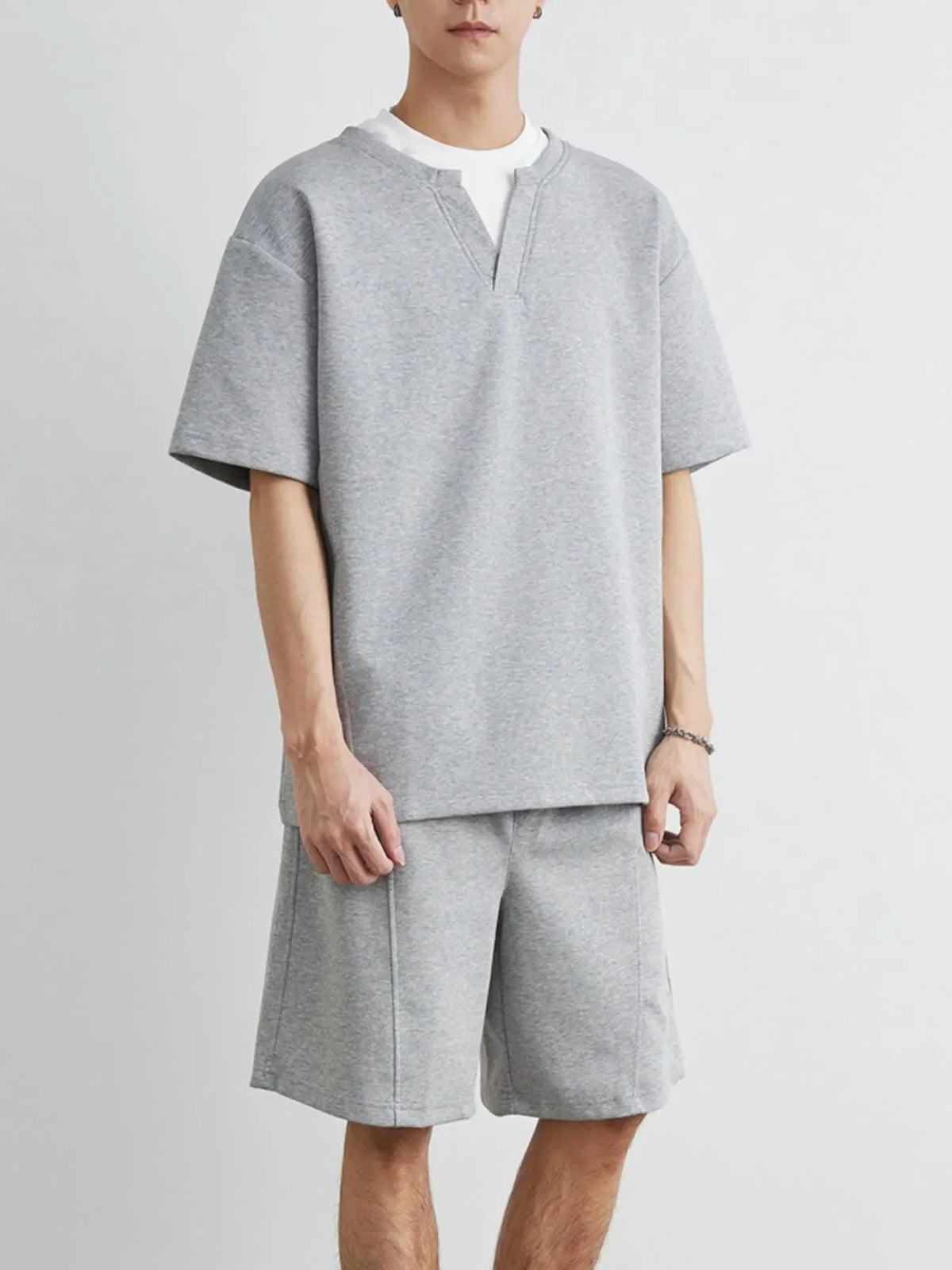 Men's Plus Size Half Sleeve Top and Shorts Set by Partner Label
