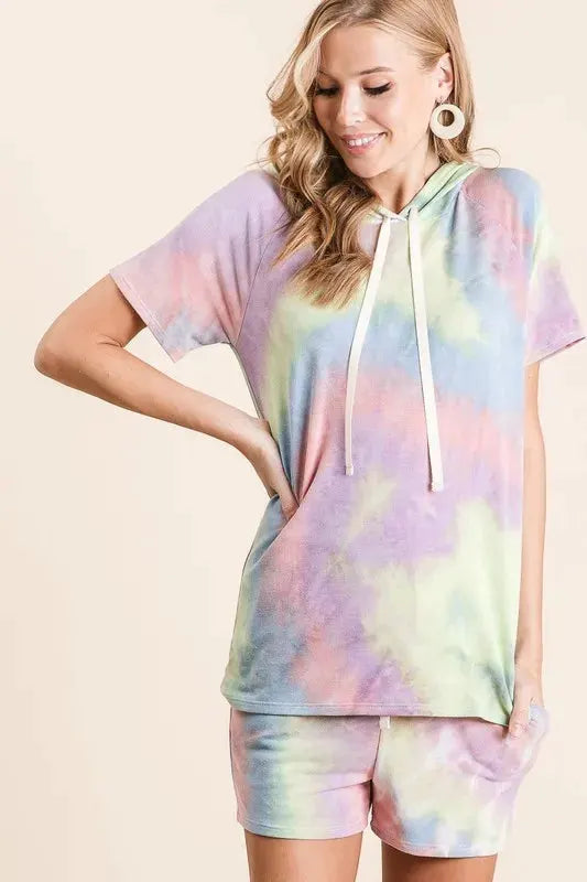 BiBi Tie Dye French Terry Hoodie Top and Bottom Set by BiBi