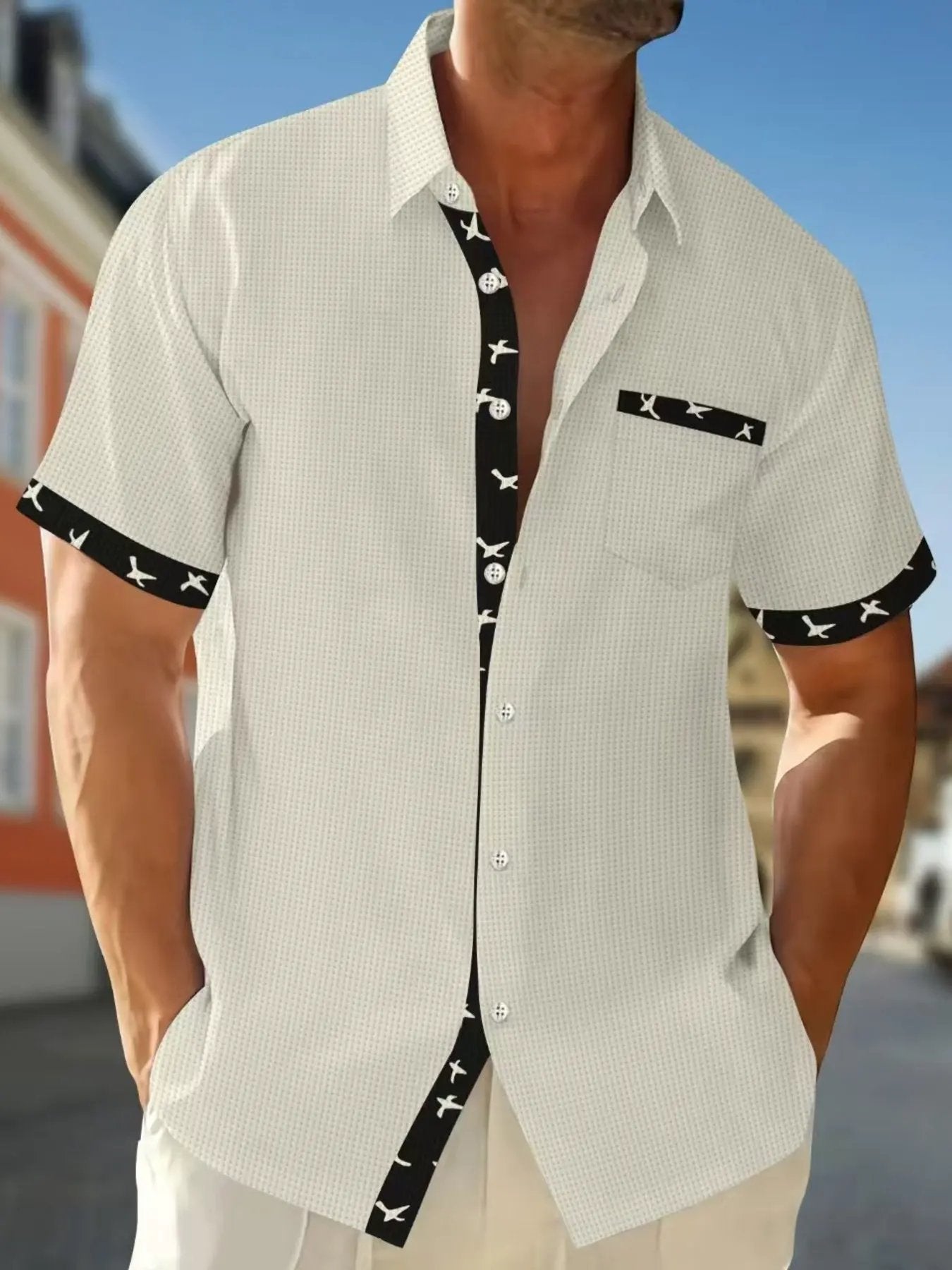 Men's Full Size Casual Button Up Short Sleeve Shirt Plus Size by Trendsi