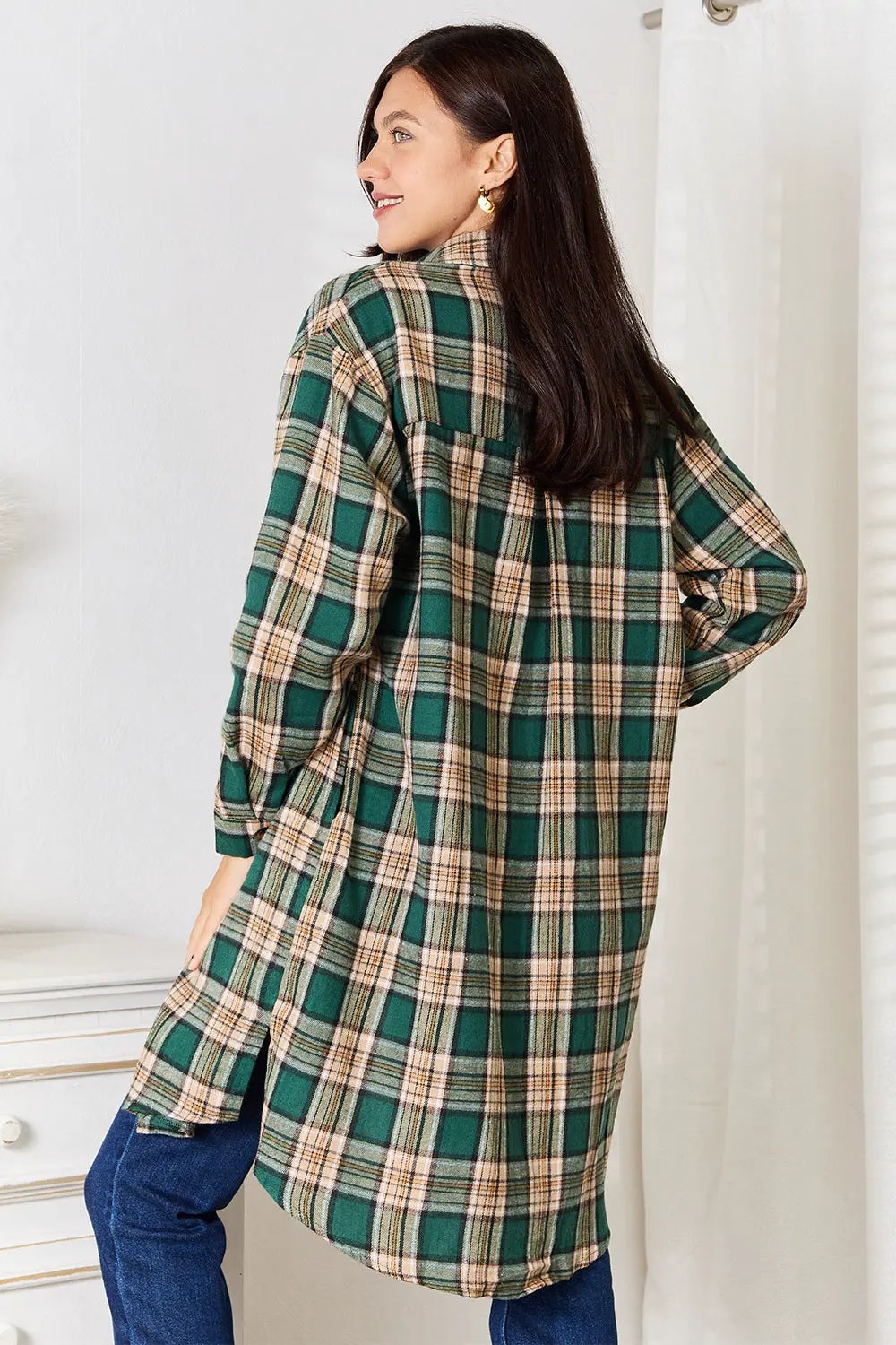 Mandy Plaid Collared Neck Long Sleeve Shirt by Mandy