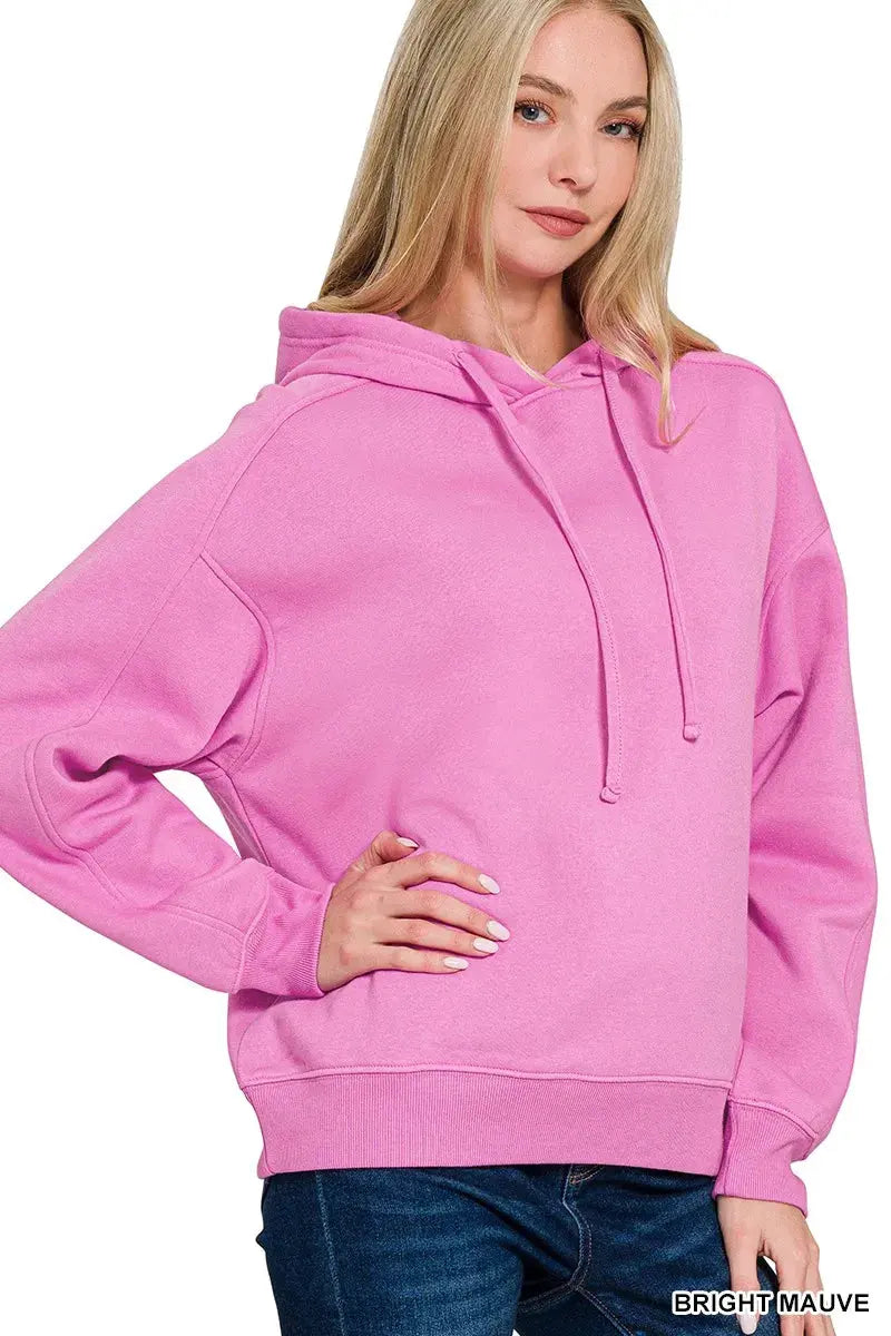 Zenana Drawstring Relaxed Fit Fleece Hoodie by Zenana