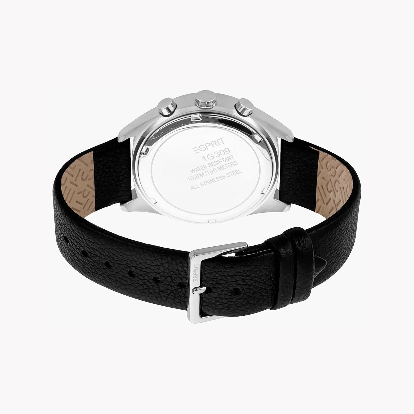 Esprit Men's Black Leather Watch, Black Dial | Es1g105m0075 by ESPRIT