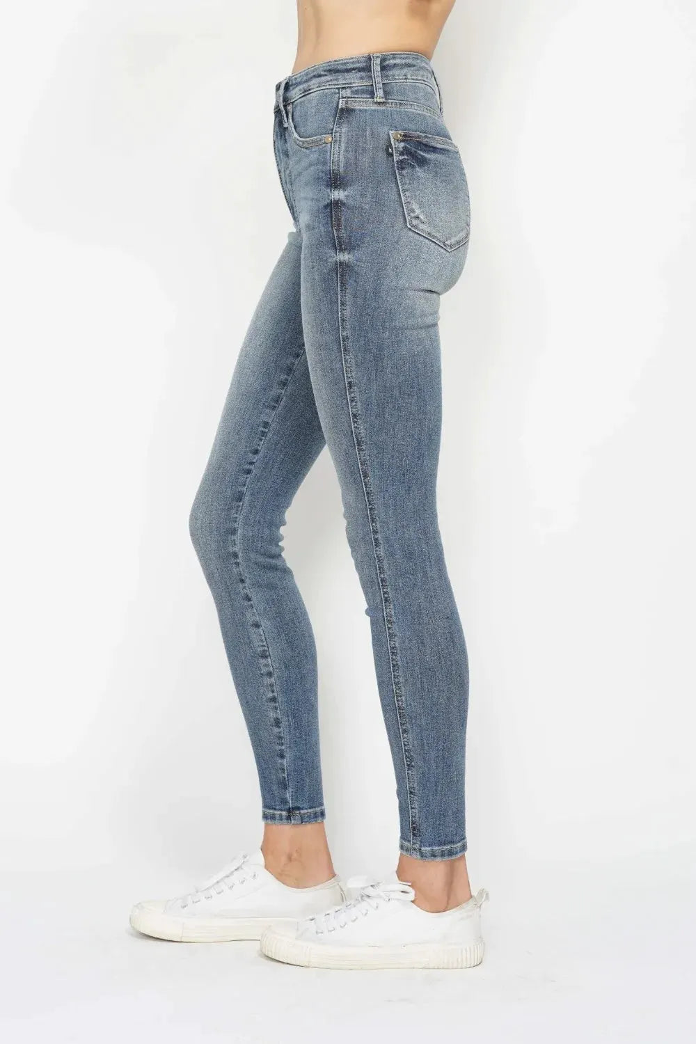 Judy Blue Full Size Tummy Control Contrast Wash Skinny Jeans by Judy Blue
