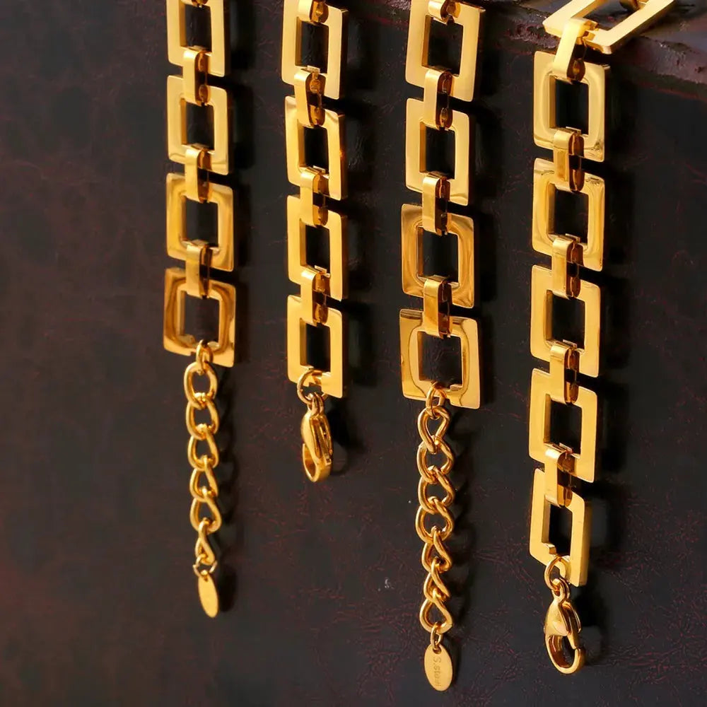 Titanium Steel Hollow Square Chain Bracelet by Partner Label