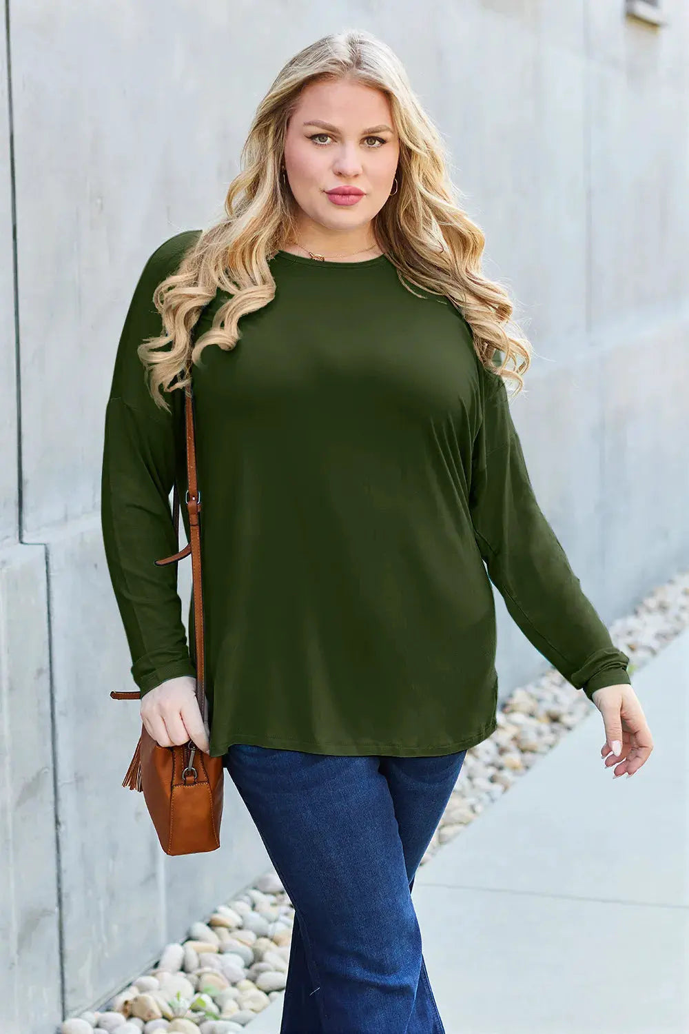 Basic Bae Full Size Round Neck Dropped Shoulder T-Shirt by Basic Bae