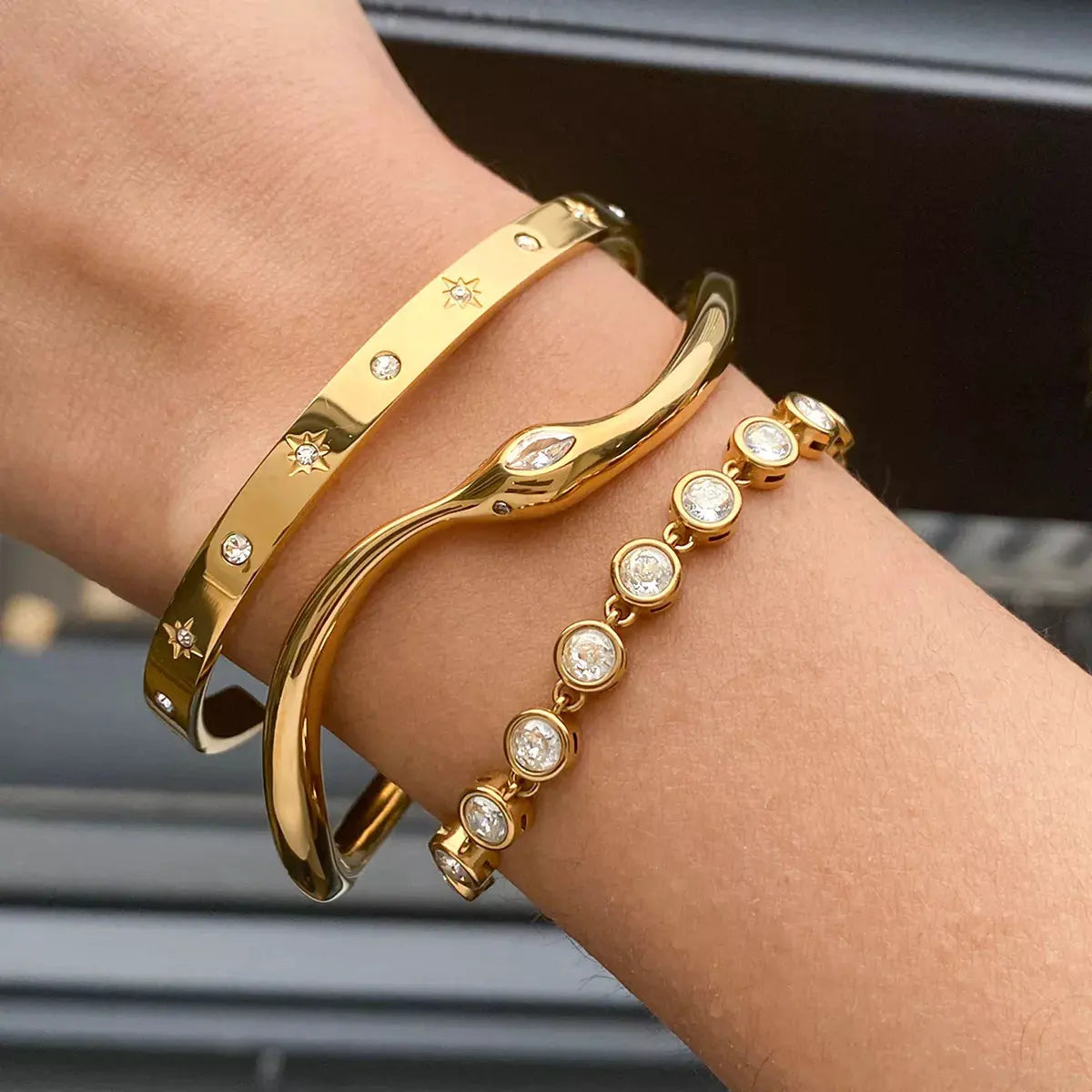 18K Gold-Plated Wave Bracelet by Partner Label