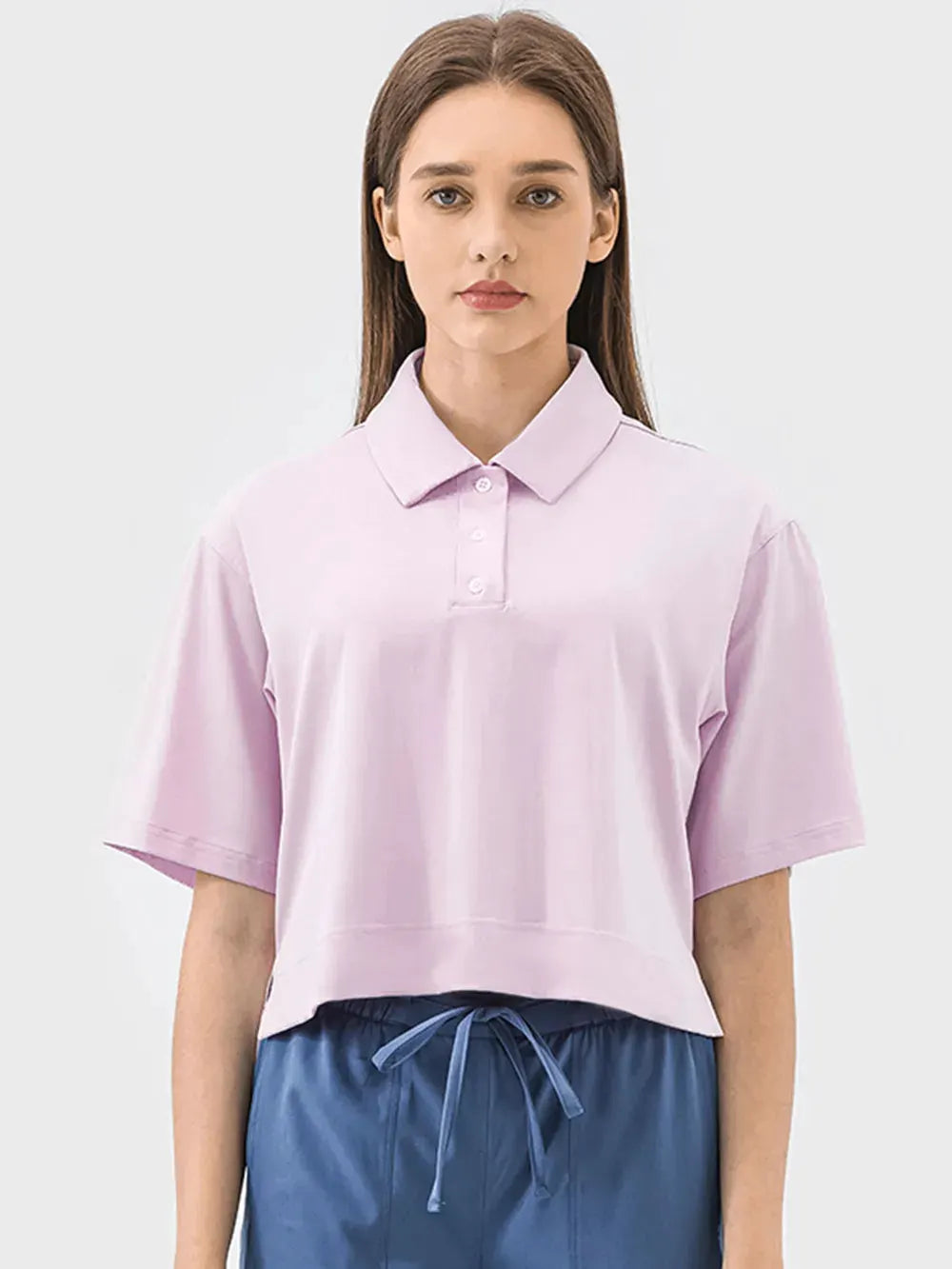 Millennia Half Button Short Sleeve Active T-Shirt by Millennia