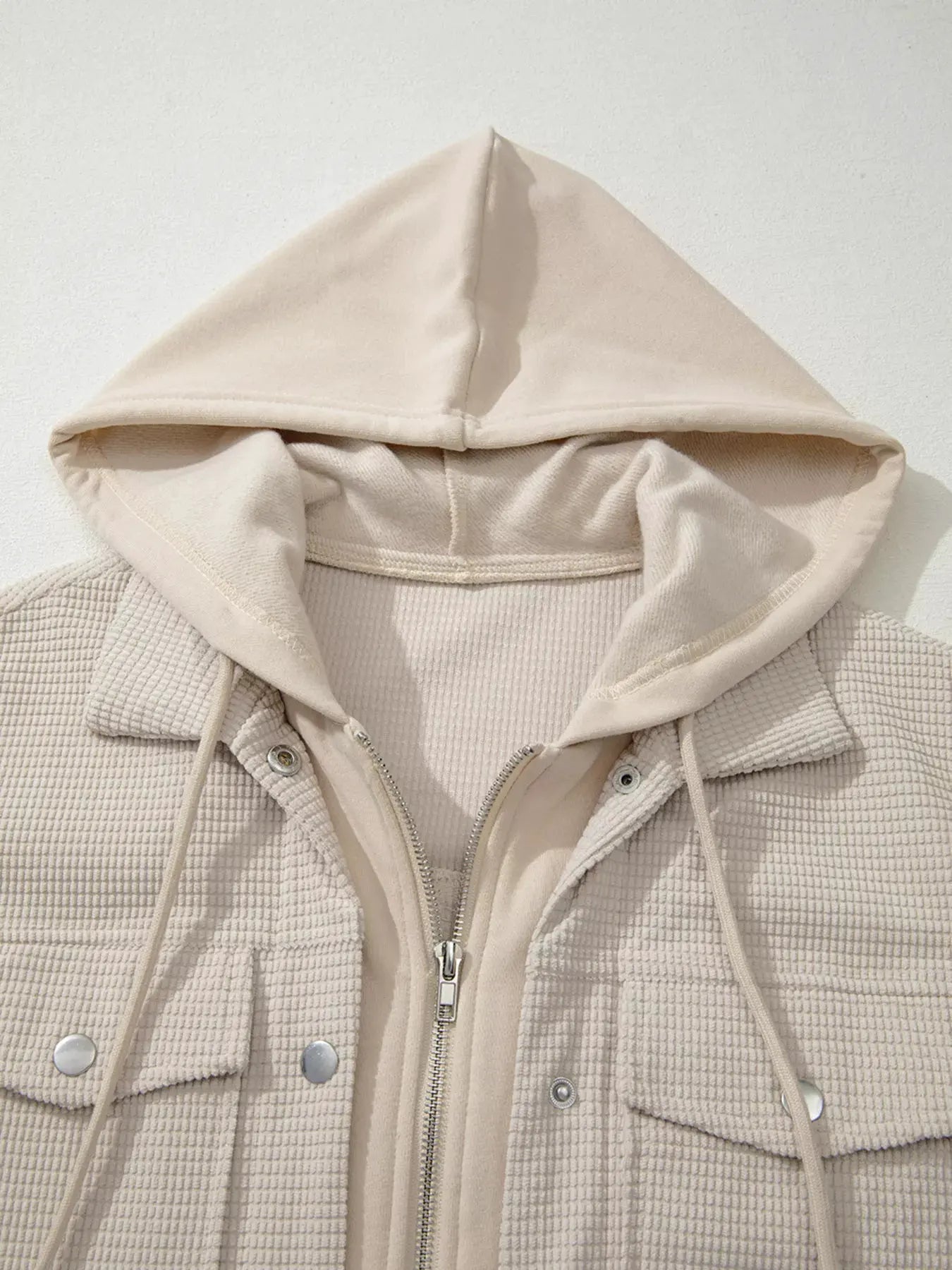 Thermal Knit Textured Hooded Jacket by Partner Label