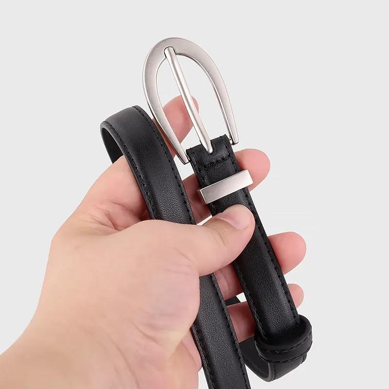 Leather Skinny Belt by Trendsi