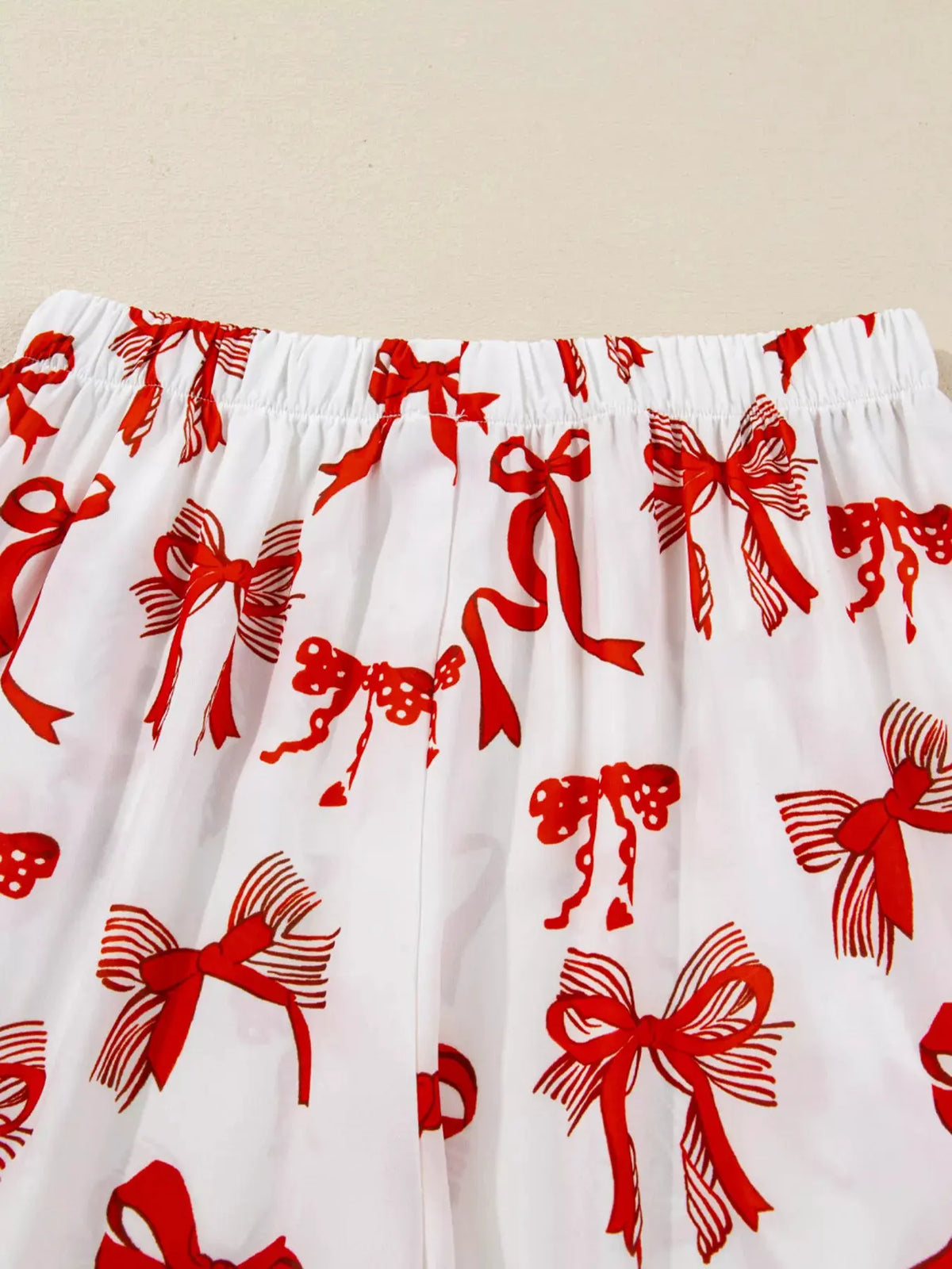 Christmas Bow Print Top and Pants 2pcs Pajama Set by Partner Label