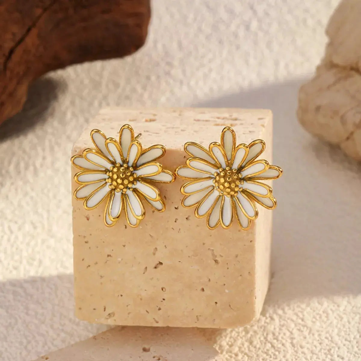 18K Gold-Plated Flower Stud Earrings by Partner Label