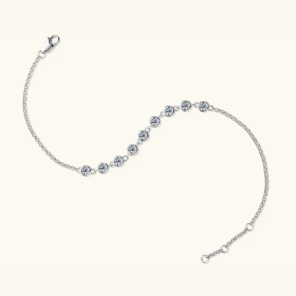 Inlaid Moissanite 925 Sterling Silver Bracelet by Partner Label
