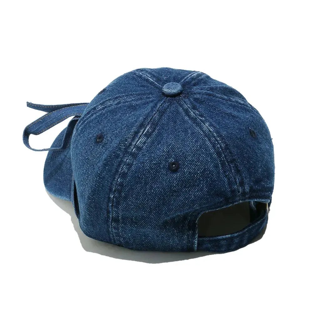 Washed Bow Denim Baseball Cap by Partner Label