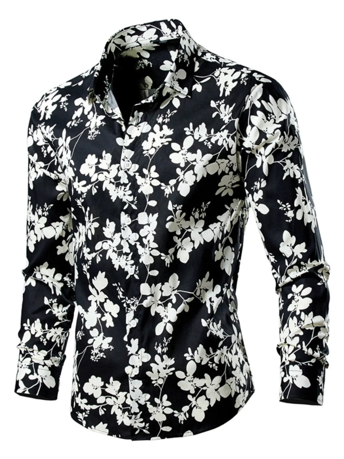 Men's Plus Size Tropical Leaf Print Button-Down Shirt by Trendsi