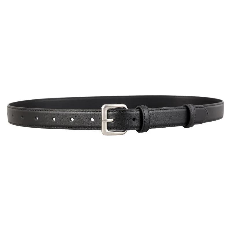 Classic Leather Belt with Silver Buckle by Trendsi