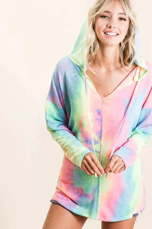BiBi Tie Dye Terry Long Sleeve Hoodie by BiBi