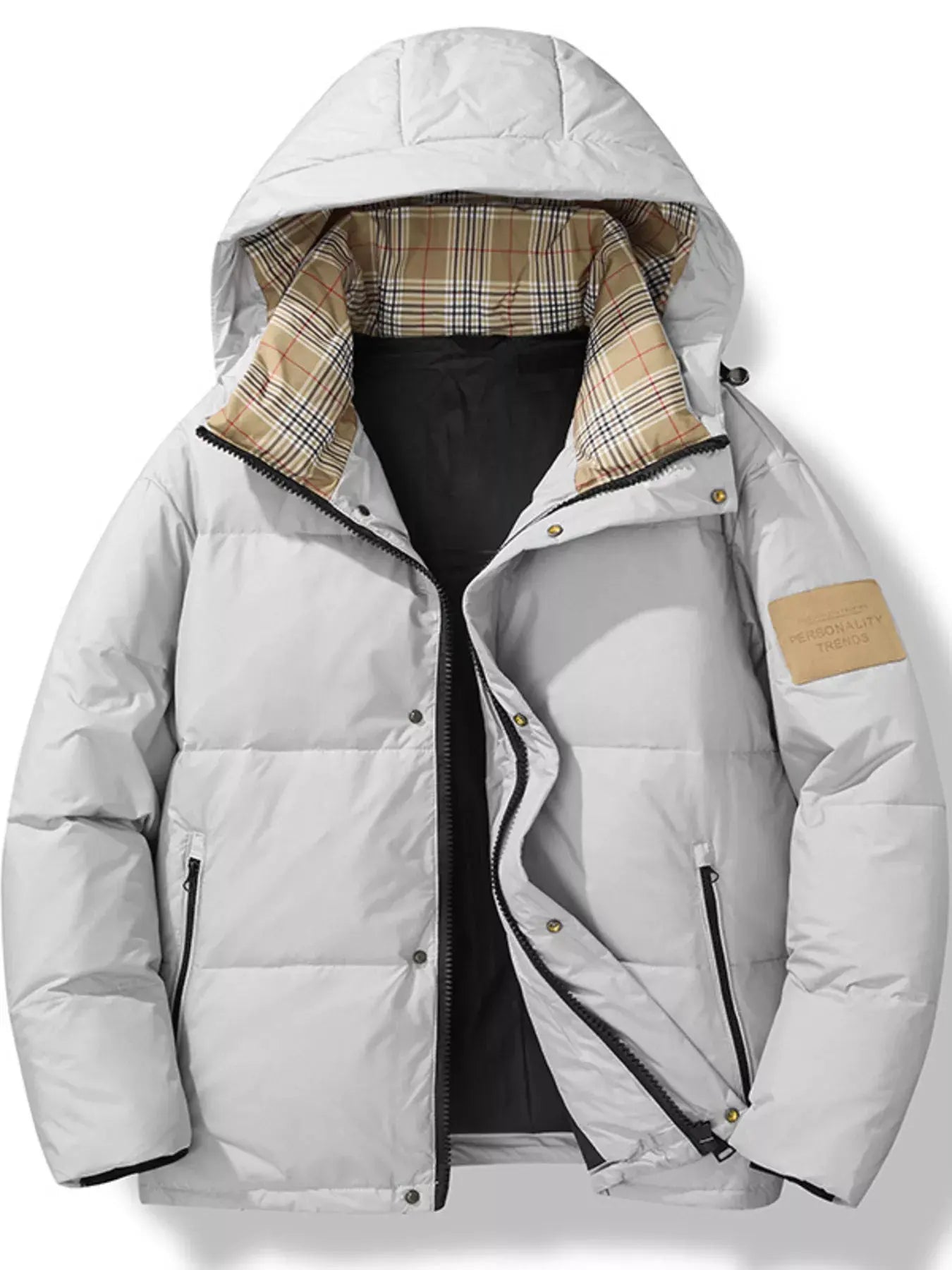 Men's Plus Size Warm Padded Hooded Down Puffer Jacket by Partner Label
