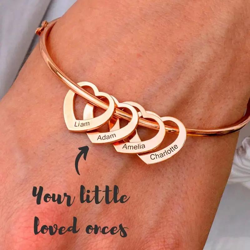 Love Bracelet Peach Heart Name Lettering Titanium Steel Bracelet by Maiden-Art