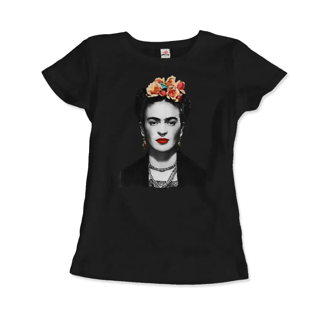 Frida Kahlo with Flowers Portrait artwork t-shirt by Art-O-Rama Shop