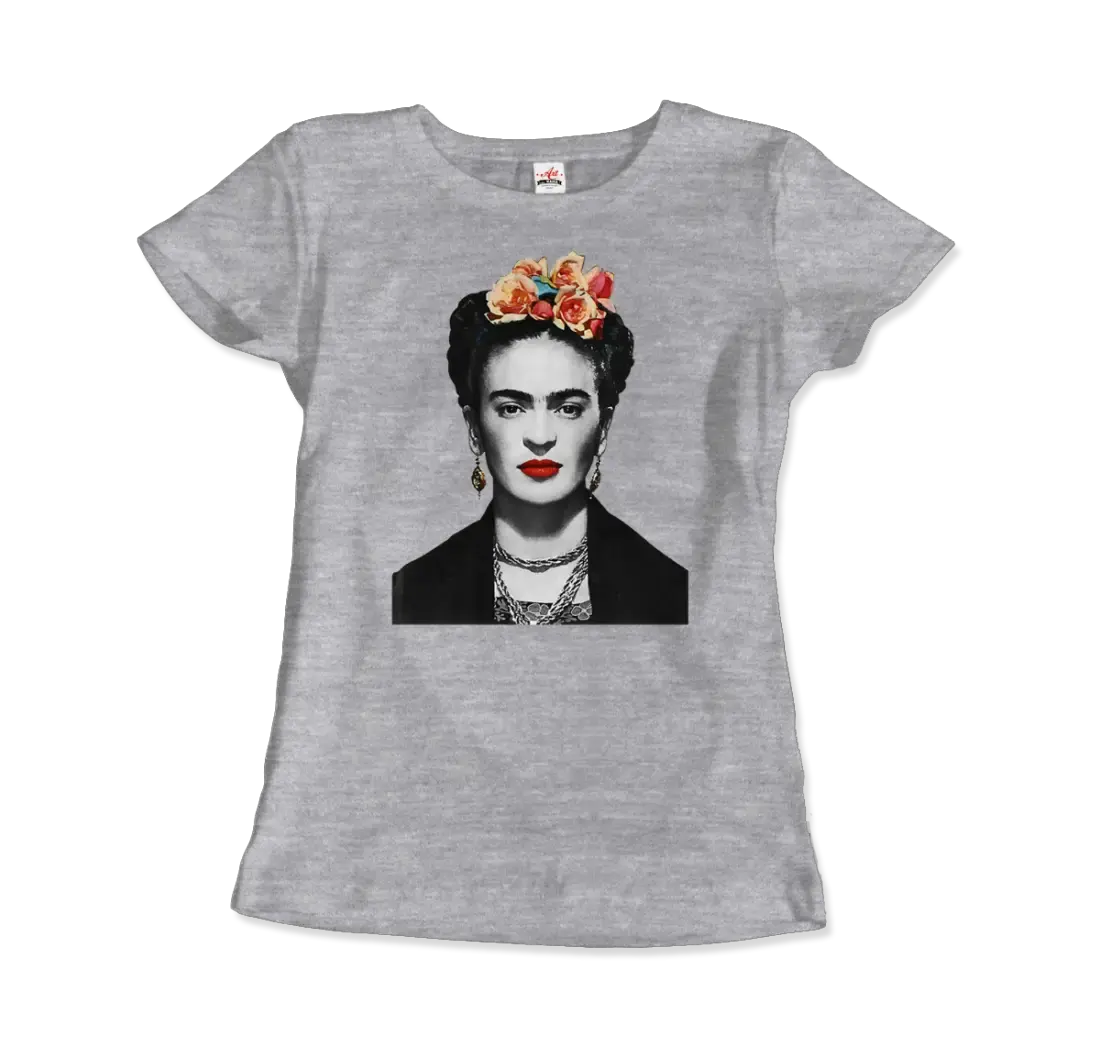 Frida Kahlo with Flowers Portrait artwork t-shirt by Art-O-Rama Shop