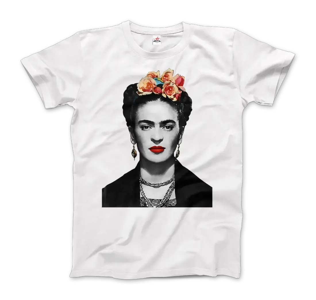 Frida Kahlo with Flowers Portrait artwork t-shirt by Art-O-Rama Shop