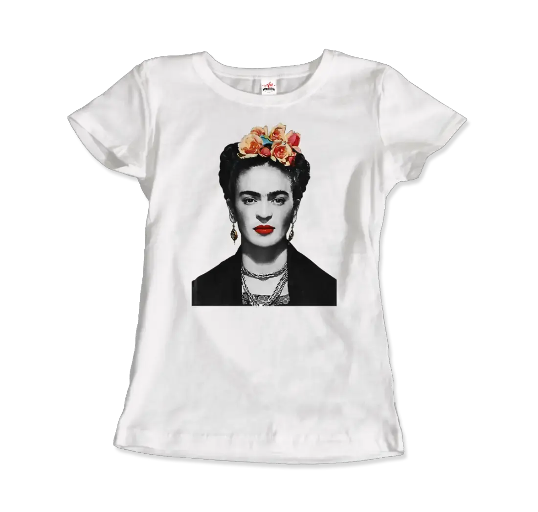 Frida Kahlo with Flowers Portrait artwork t-shirt by Art-O-Rama Shop
