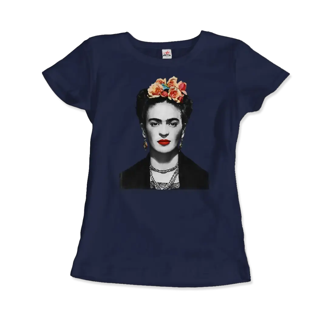 Frida Kahlo with Flowers Portrait artwork t-shirt by Art-O-Rama Shop