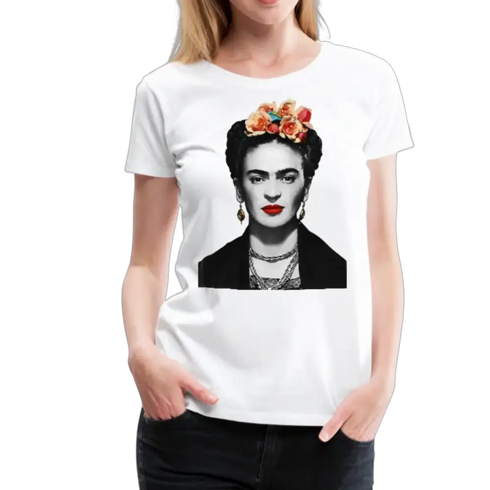 Frida Kahlo with Flowers Portrait artwork t-shirt by Art-O-Rama Shop