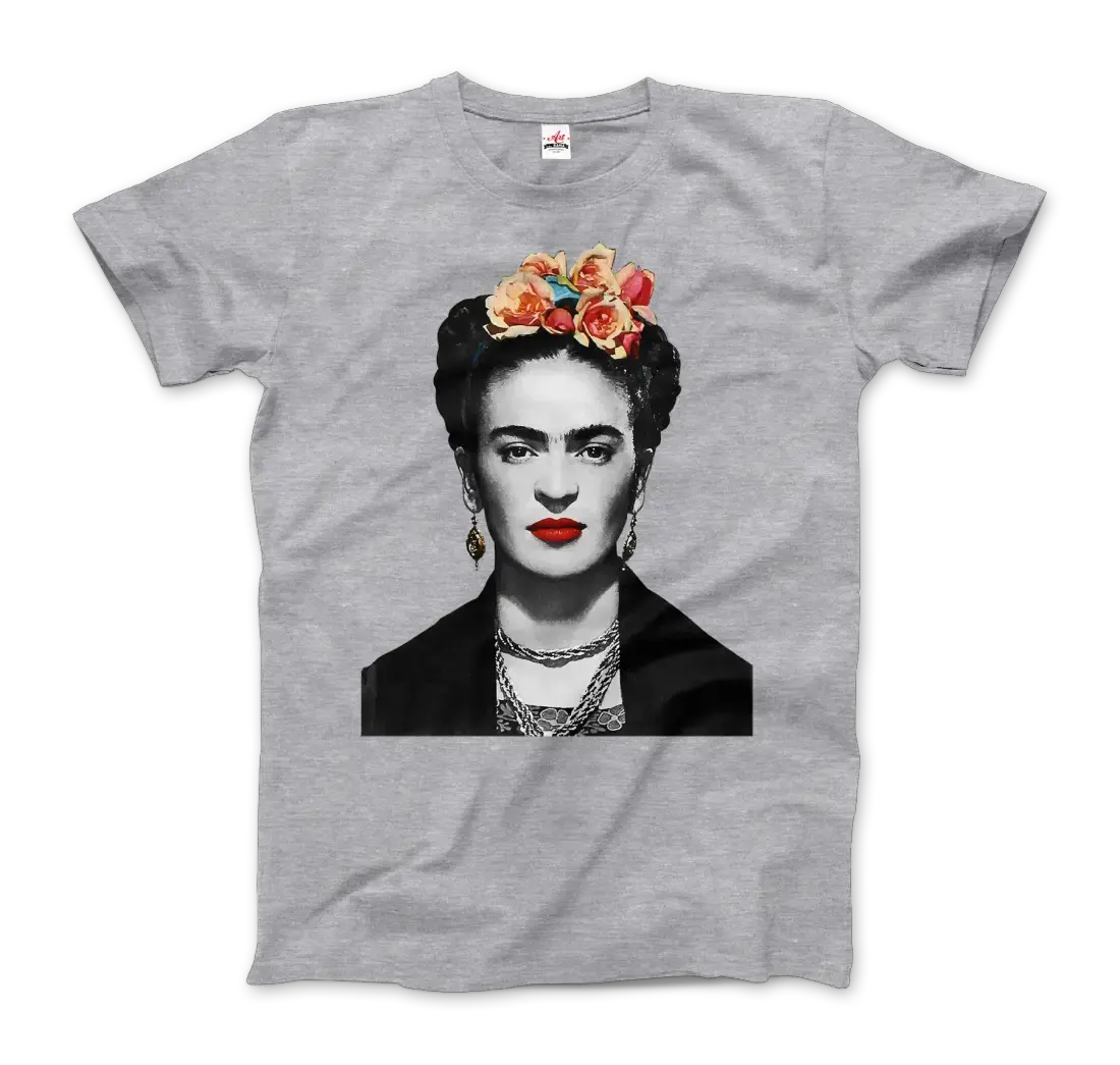 Frida Kahlo with Flowers Portrait artwork t-shirt by Art-O-Rama Shop