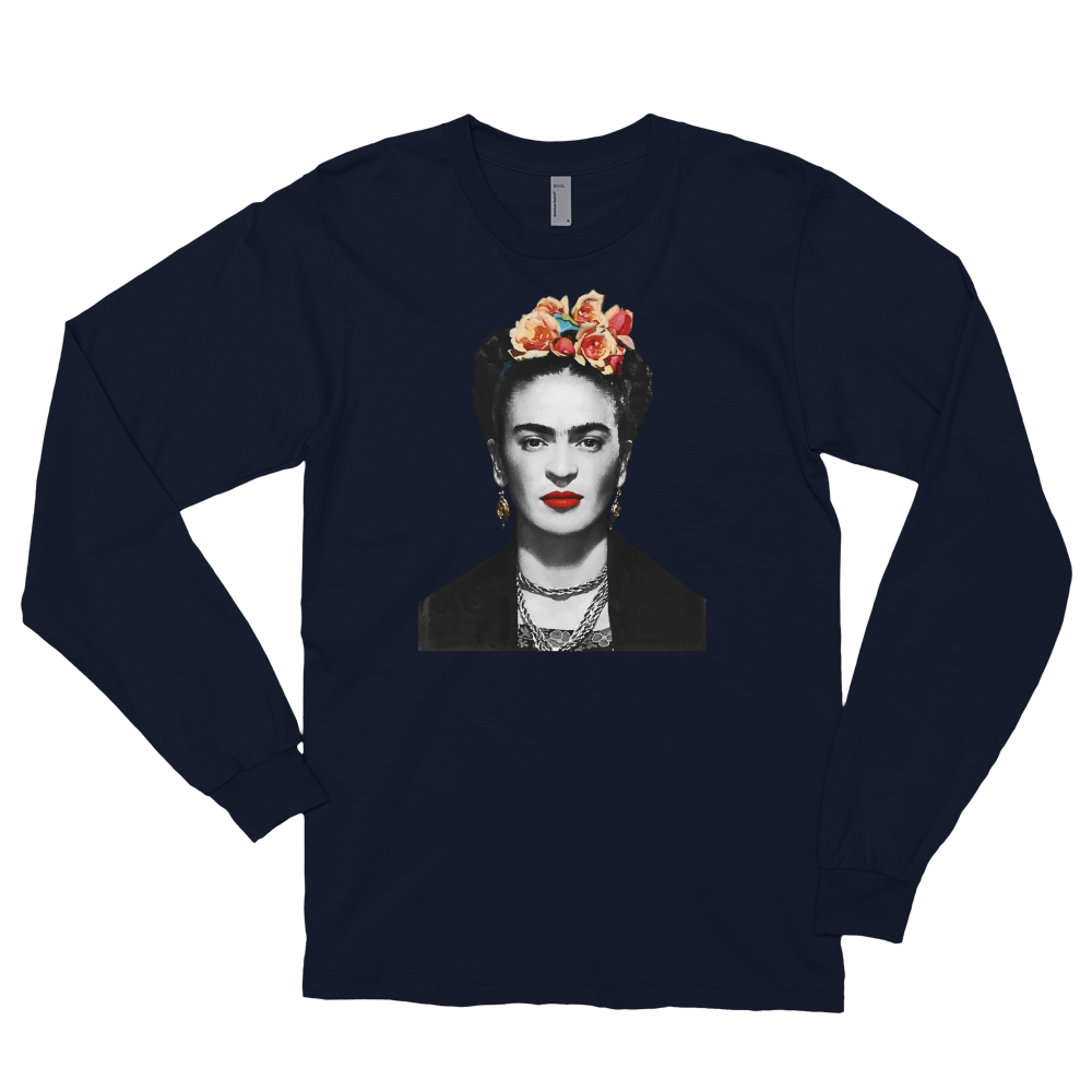 Frida Kahlo With Flowers Poster Artwork Long Sleeve Shirt by Art-O-Rama Shop