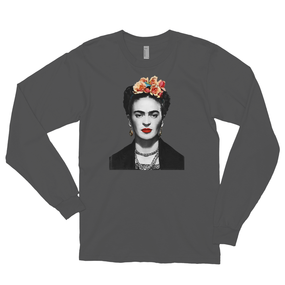Frida Kahlo With Flowers Poster Artwork Long Sleeve Shirt by Art-O-Rama Shop