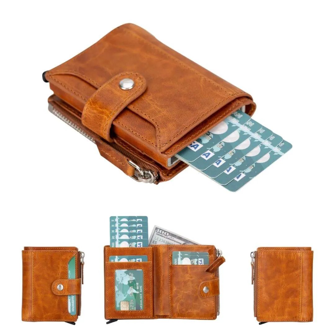 Glenrock Genuine Cowhide Leather Pop Up Card Holder Wallet by TORONATA