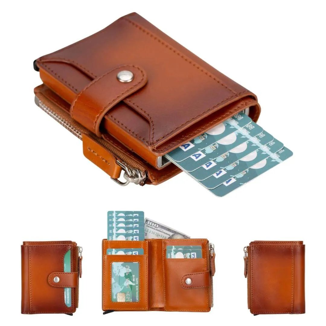 Glenrock Genuine Cowhide Leather Pop Up Card Holder Wallet by TORONATA